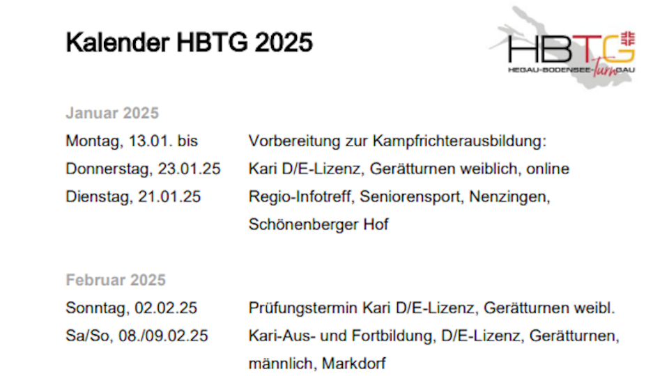 Die Termine für 2025 sind jetzt alle auf der Homepage zu finden!